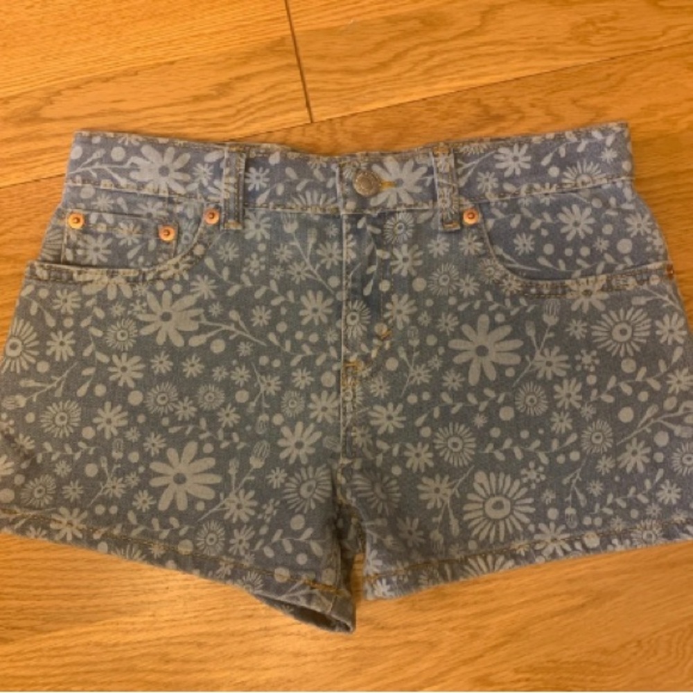 Blue Floral Denim Women's Shorts